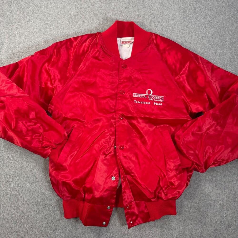 Uniroyal Goodrich Tire Tuscaloosa Satin Bomber Jacket Vintage Men's Medium Red